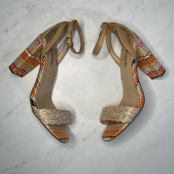 JustFab Let’s Dance Multicolor Espadrille Heeled Sandals Size 8.5 - Picture 4 of 7